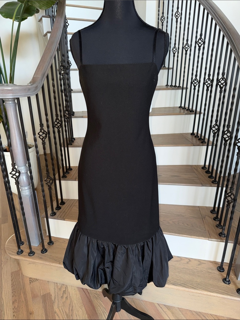 NWT ASTR the Label Classic Black Square-Neck Midi Dress with Ruffled Hem (M)